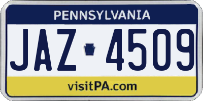 PA license plate JAZ4509