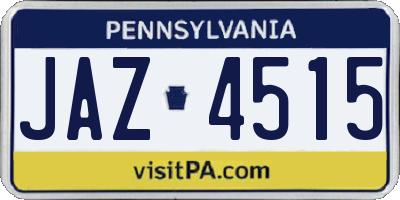PA license plate JAZ4515