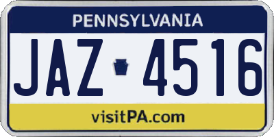 PA license plate JAZ4516