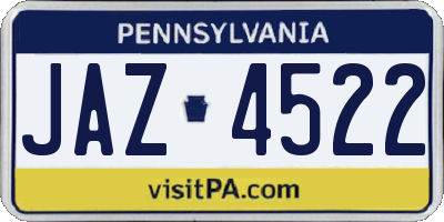 PA license plate JAZ4522