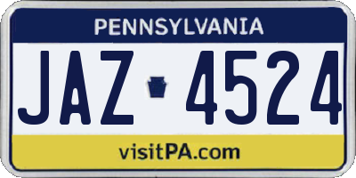 PA license plate JAZ4524