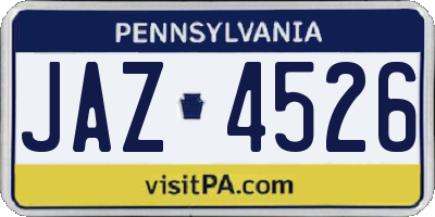 PA license plate JAZ4526