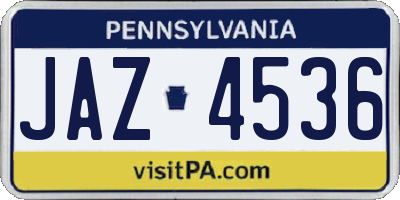 PA license plate JAZ4536