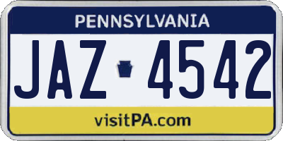 PA license plate JAZ4542