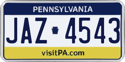 PA license plate JAZ4543