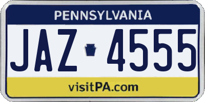 PA license plate JAZ4555