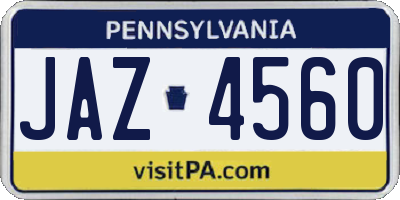 PA license plate JAZ4560