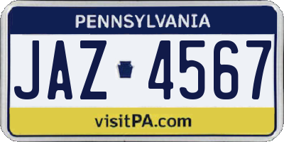 PA license plate JAZ4567