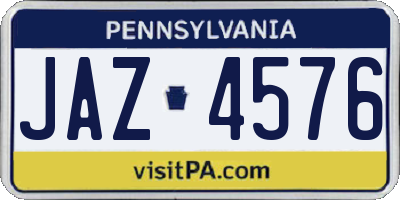 PA license plate JAZ4576
