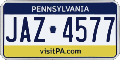 PA license plate JAZ4577