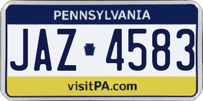 PA license plate JAZ4583