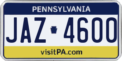 PA license plate JAZ4600