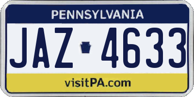 PA license plate JAZ4633