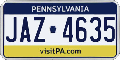 PA license plate JAZ4635