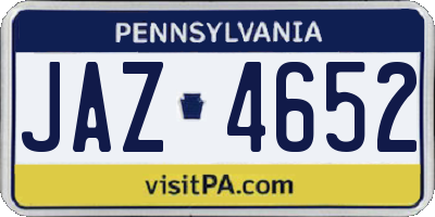 PA license plate JAZ4652