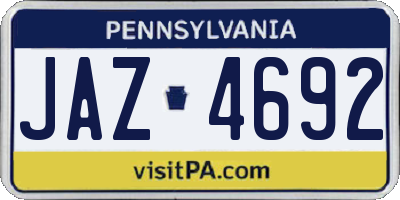 PA license plate JAZ4692