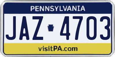 PA license plate JAZ4703