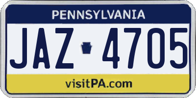 PA license plate JAZ4705