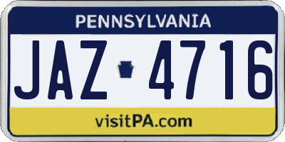 PA license plate JAZ4716