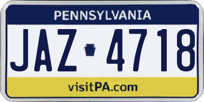 PA license plate JAZ4718