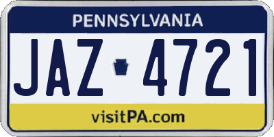 PA license plate JAZ4721