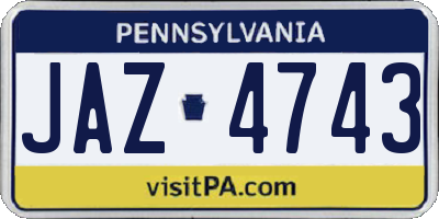 PA license plate JAZ4743