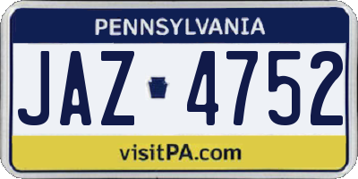 PA license plate JAZ4752