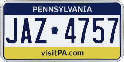 PA license plate JAZ4757