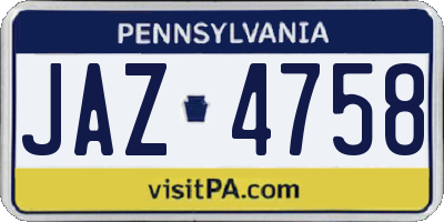 PA license plate JAZ4758