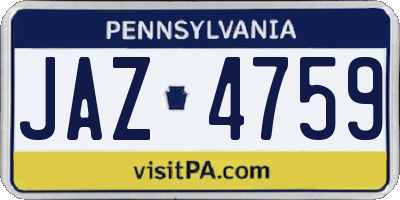 PA license plate JAZ4759