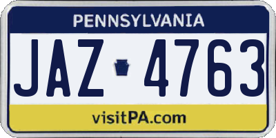 PA license plate JAZ4763