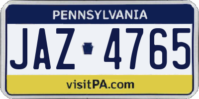 PA license plate JAZ4765