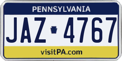 PA license plate JAZ4767