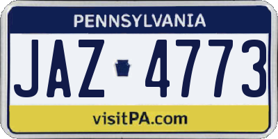 PA license plate JAZ4773