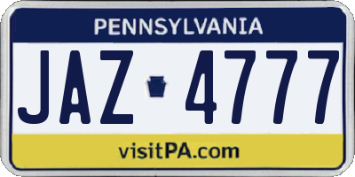 PA license plate JAZ4777