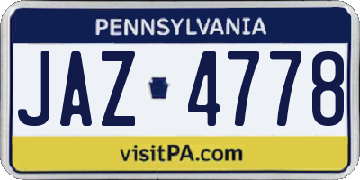 PA license plate JAZ4778