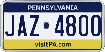 PA license plate JAZ4800