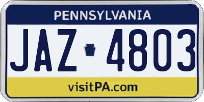 PA license plate JAZ4803