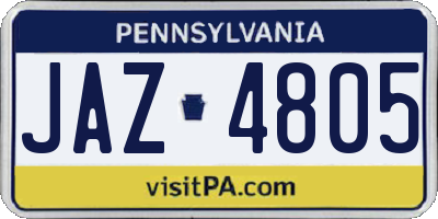 PA license plate JAZ4805