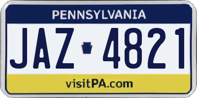 PA license plate JAZ4821