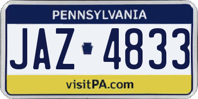 PA license plate JAZ4833