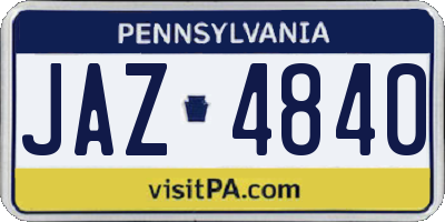 PA license plate JAZ4840