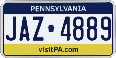 PA license plate JAZ4889