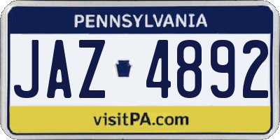 PA license plate JAZ4892