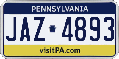 PA license plate JAZ4893