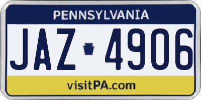 PA license plate JAZ4906