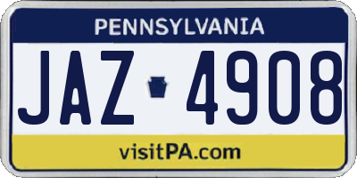 PA license plate JAZ4908