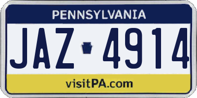 PA license plate JAZ4914