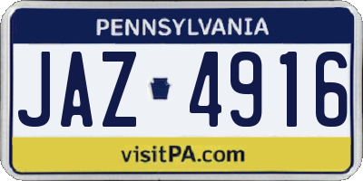 PA license plate JAZ4916