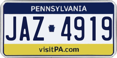 PA license plate JAZ4919